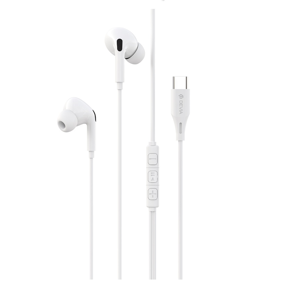 Devia langalliset kuulokkeet Kintone A3 Digital USB-C valkoiset