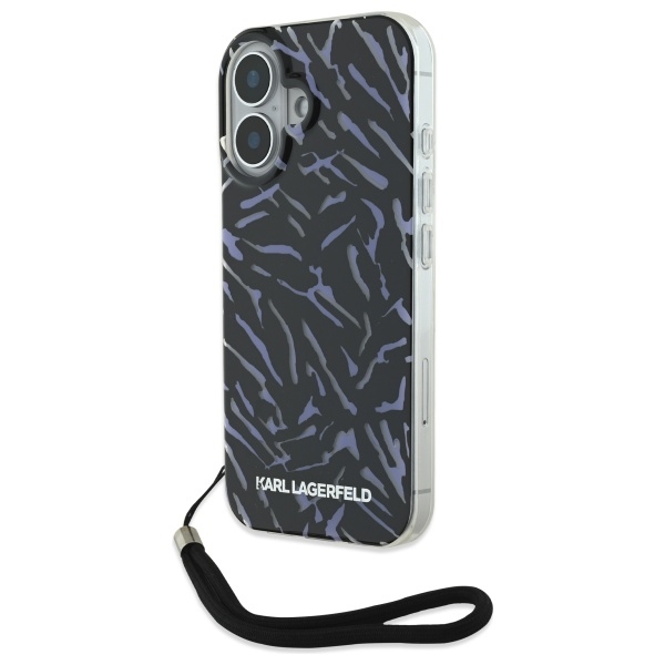 Karl Lagerfeld Suojakuori iPhone 16 Plus 6.7 KLHCP16MHZBPKCCU Violetti Kova Zebra With Cord