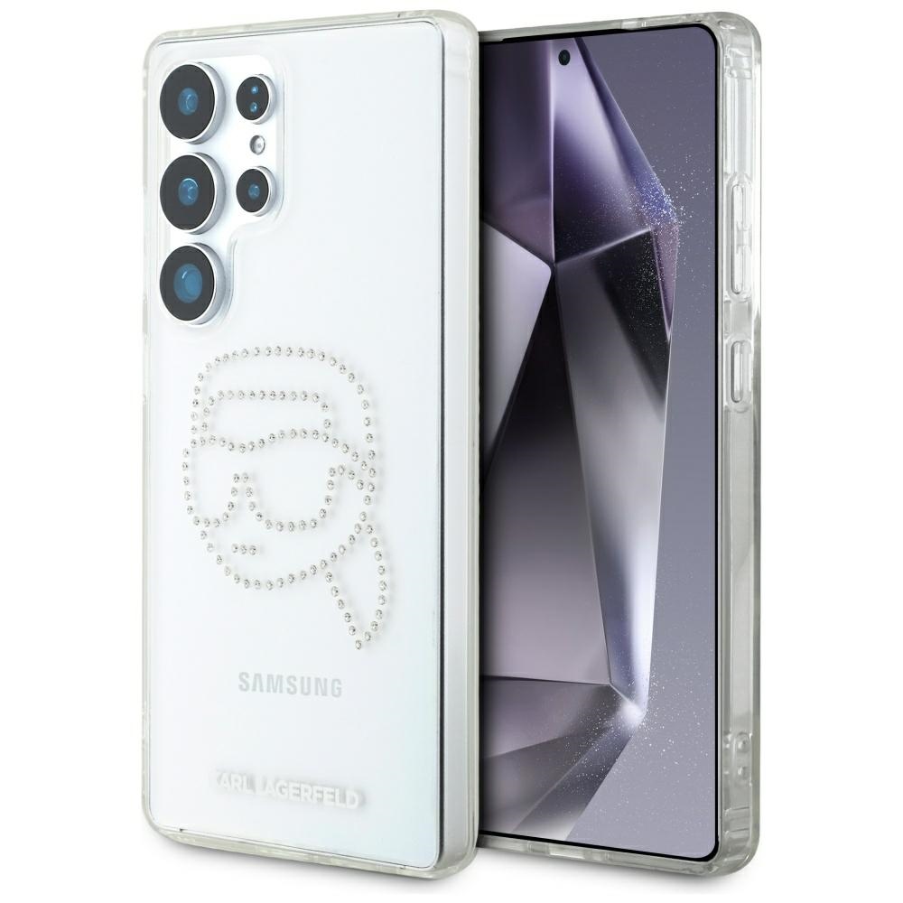 Karl Lagerfeld HC IML Rhinestones K Head Suojakuori Samsung Galaxy S25 Ultralle Läpinäkyvä