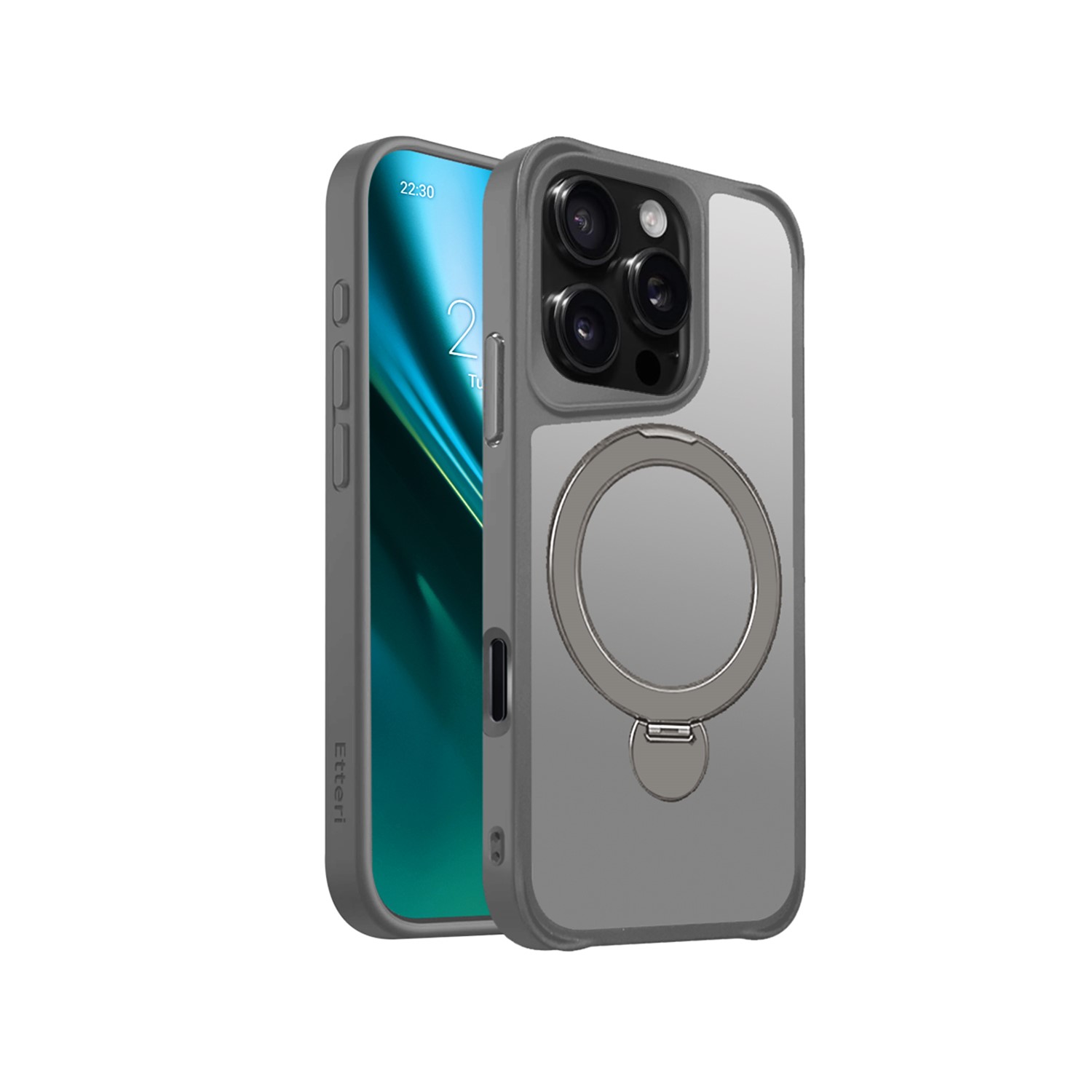 Etteri Matt Mag Ring case for iPhone 16 Pro 6,3" grey