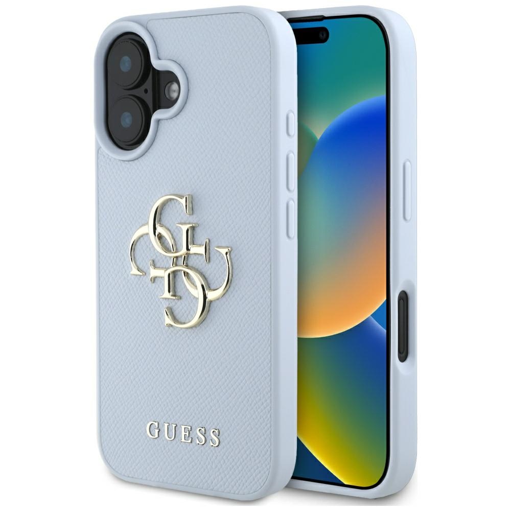 Guess Hardcase PU Grained Big 4G and Classic Logo Suojakuori iPhone 16 6,1":lle - sininen