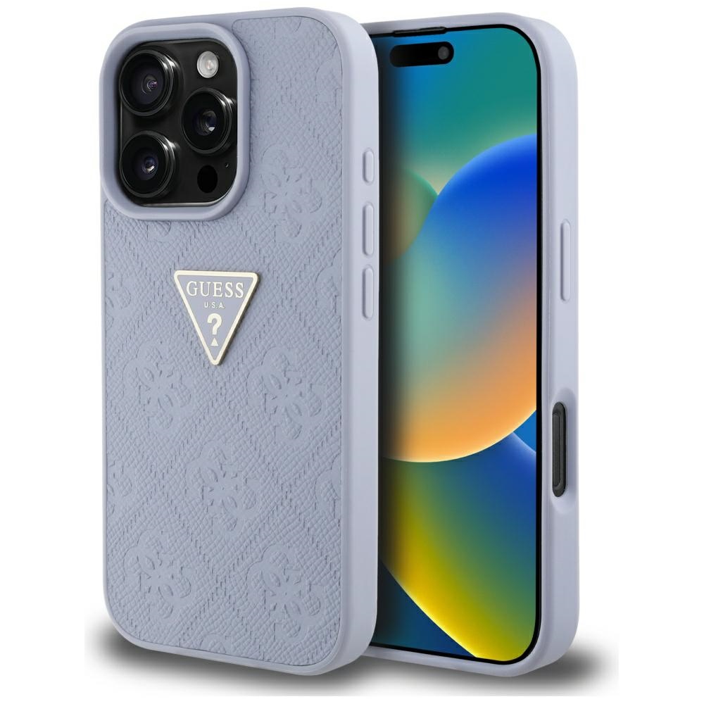 Guess Hardcase PU Grained Hot Stamp 4G Triangle Metal Suojakuori iPhone 16 Pro Max 6,9":lle - violetti