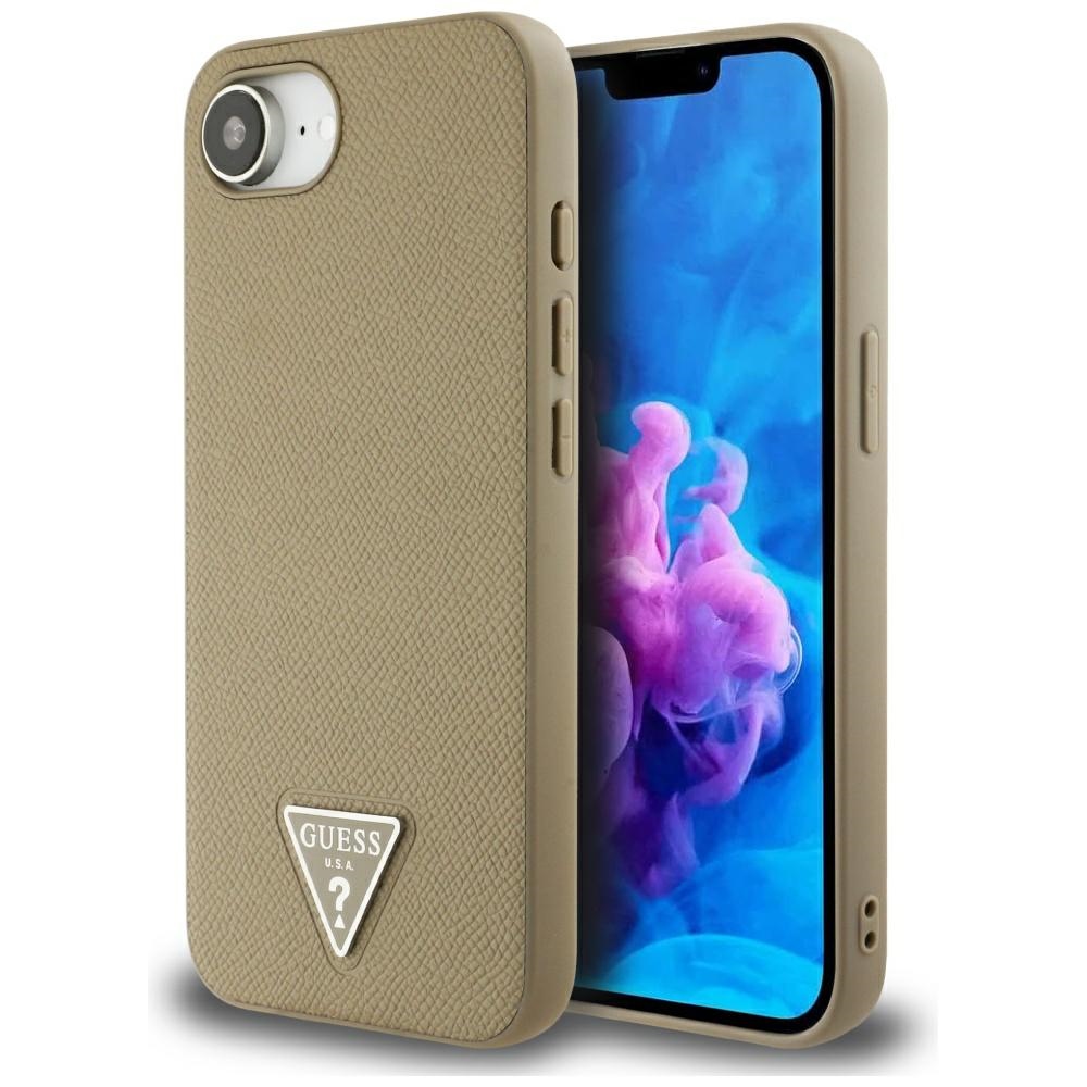 Guess HC MagSafe Grained PU Triangle Logo Suojakuori iPhone 16e:lle - Ruskea