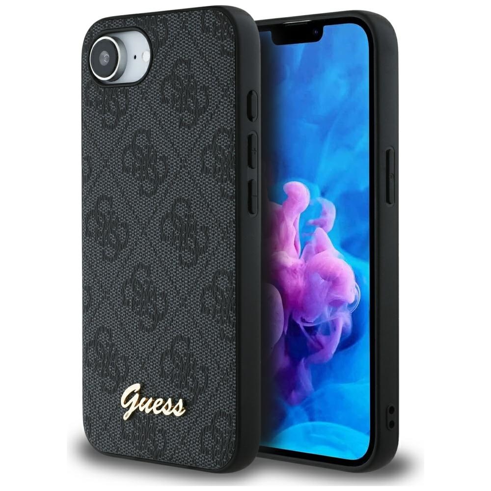 Guess HC MagSafe 4G PU Script Logo Suojakuori iPhone 16e:lle - Musta