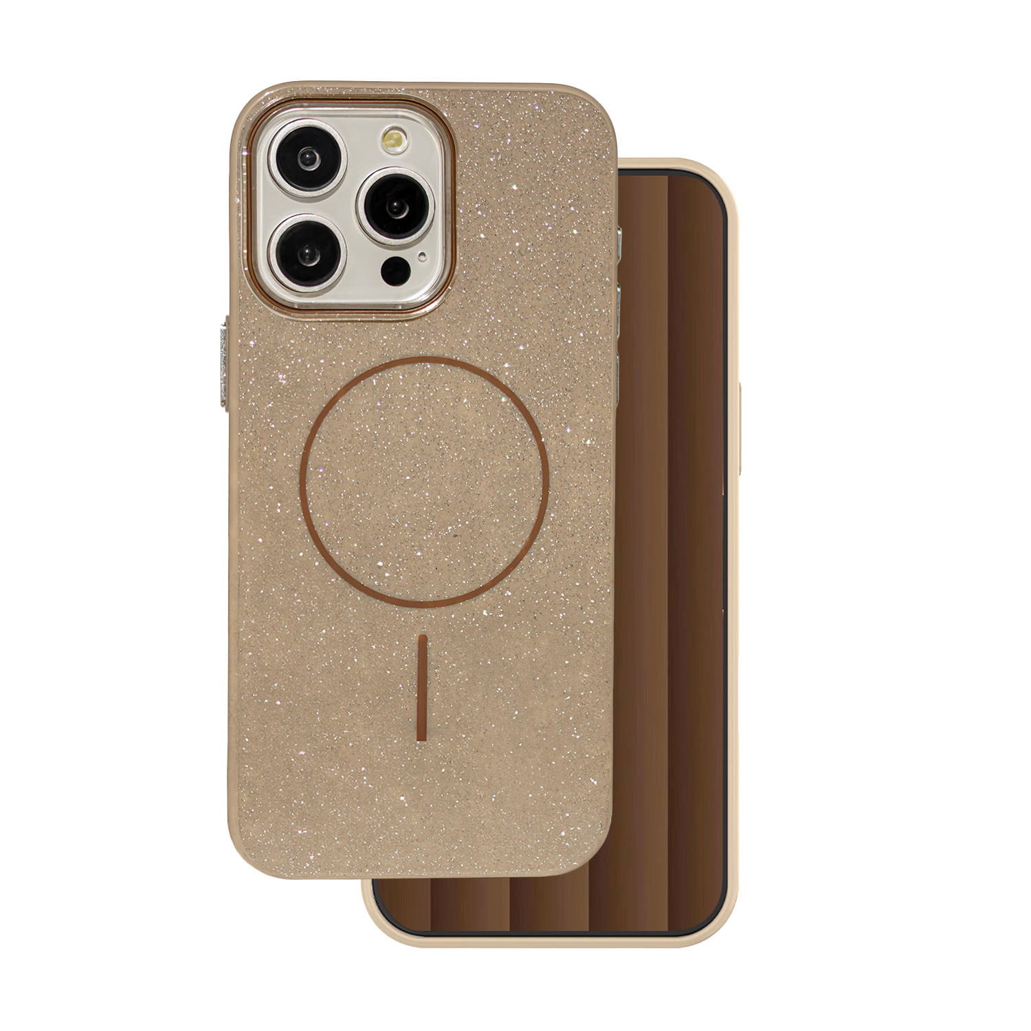 Glitter Thin Mag Suojakuori iPhone 16 Pro 6,3 tuumalle ruskea