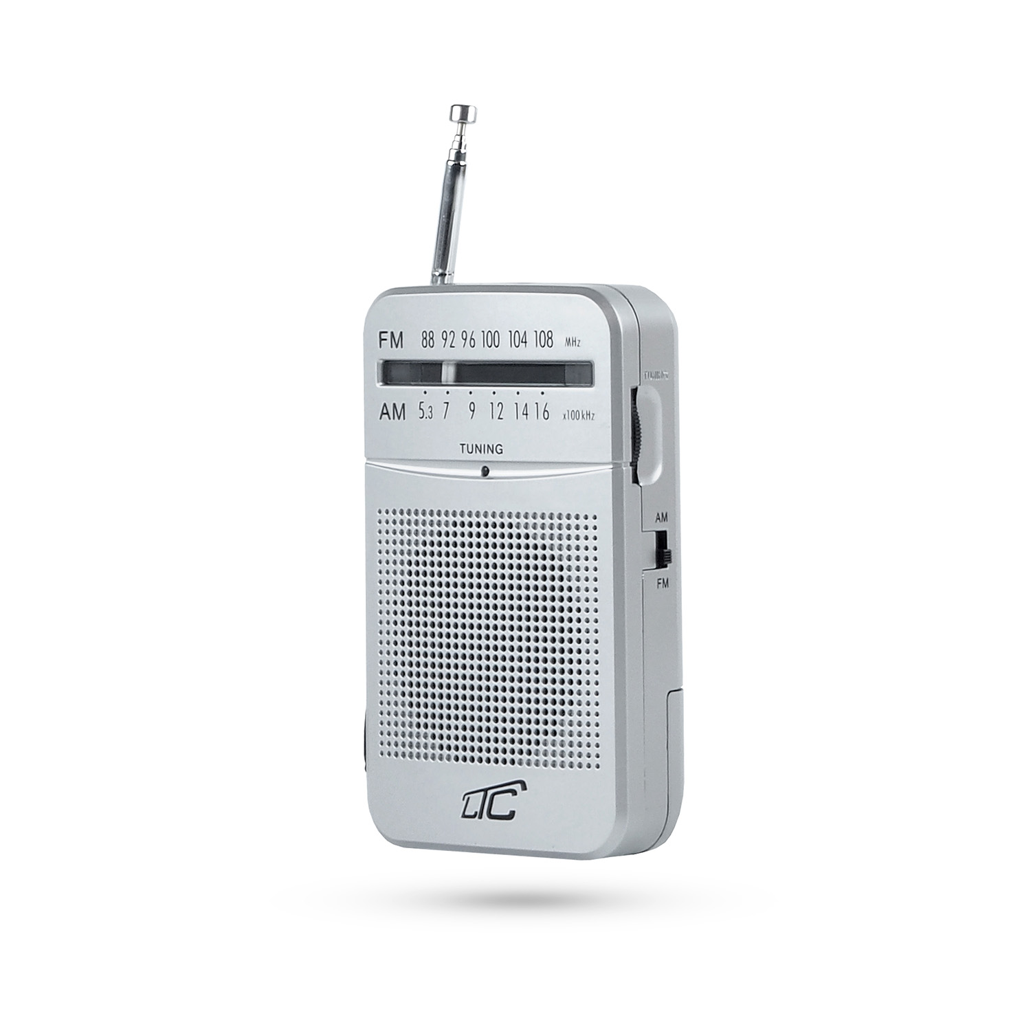 LTC kannettava taskuradio LEGA, AM/FM, mini jack, hopea