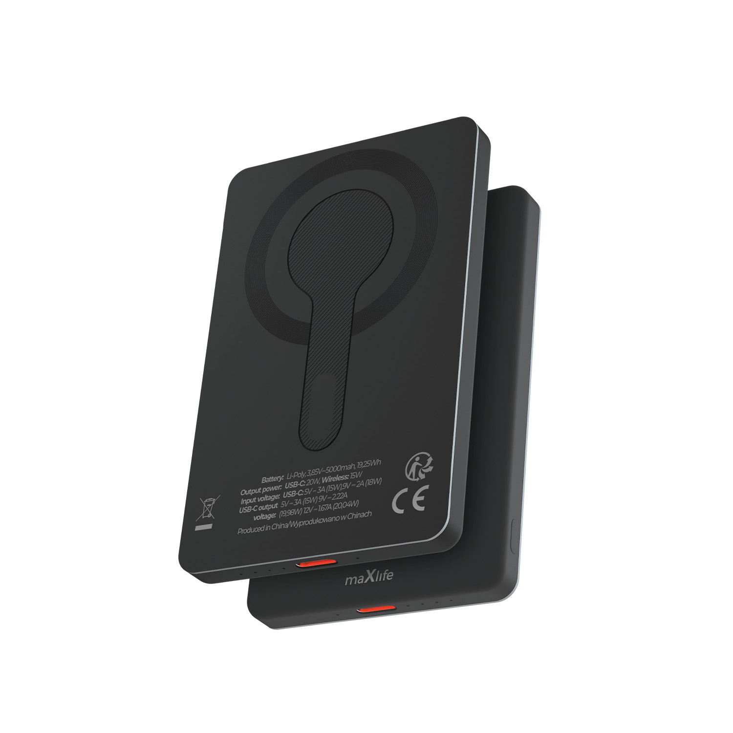 Maxlife langaton varavirtalähde MXPB-05 20W PD 5000 mAh magneettinen musta