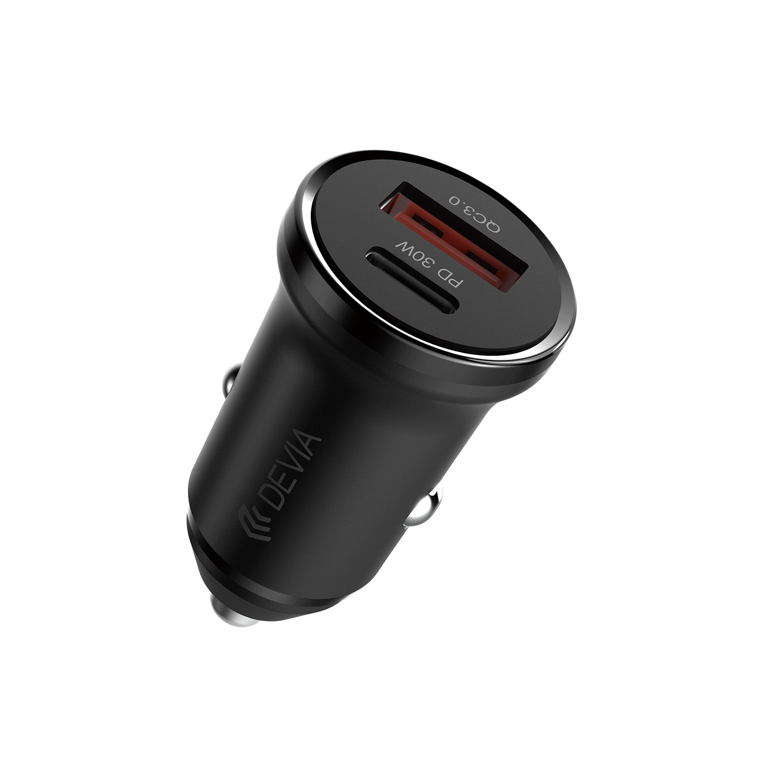Devia autolaturi Smart Mini PD QC 3.0 30W 1x USB 1x USB-C valkoinen