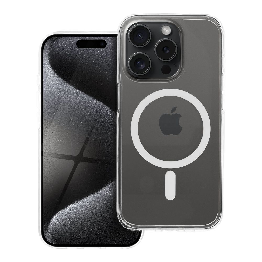 Suojakuori iPhone 15 PRO:lle Forcell F-Protect Clear Hybrid Premium yhteensopiva MagSafen kanssa läpinäkyvä