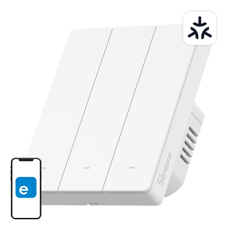 SONOFF M5-3C-80W WiFi Matter -älykäs seinäkytkin, 3-kanavainen, kehykseen