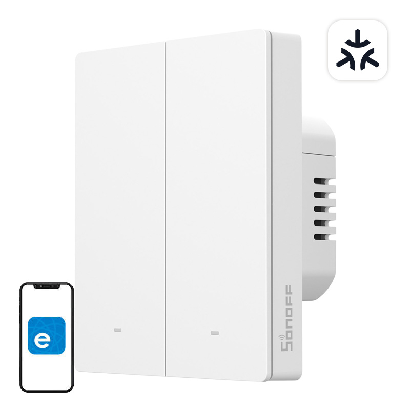 SONOFF M5-2C-80W Wi-Fi Matter älykäs seinäkytkin (2-kanavainen, kehykseen)