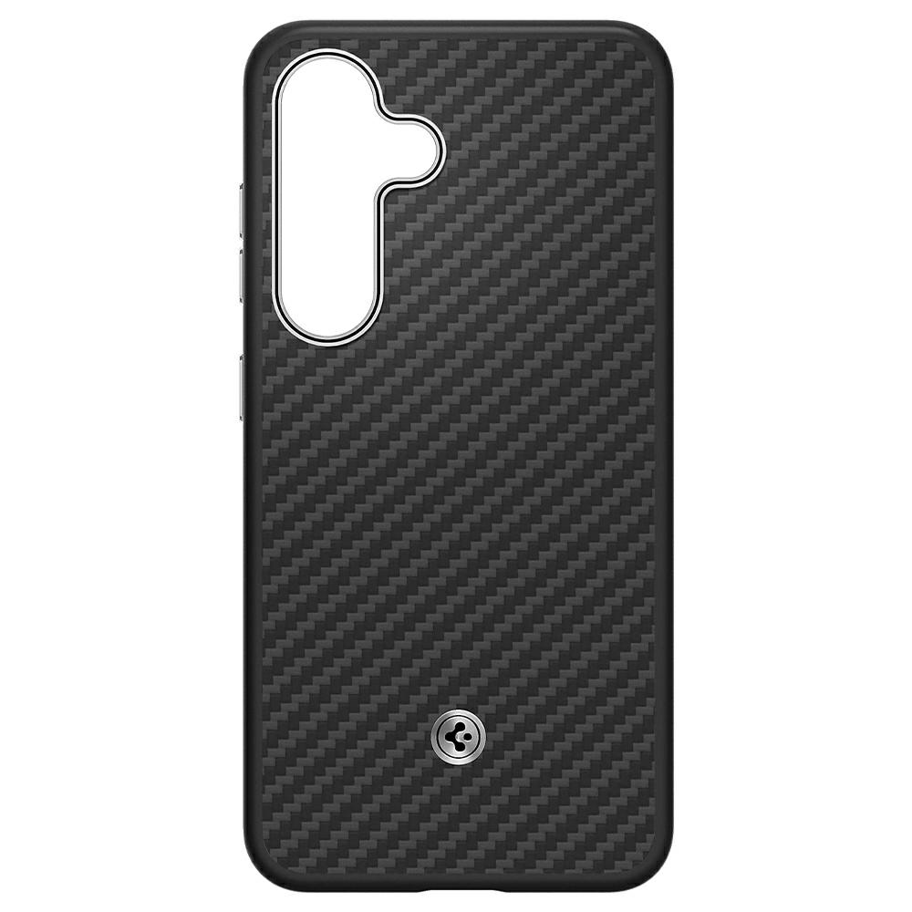 Samsung Enzo Aramid -suojakuori Samsung Galaxy S25:lle, musta-hopea