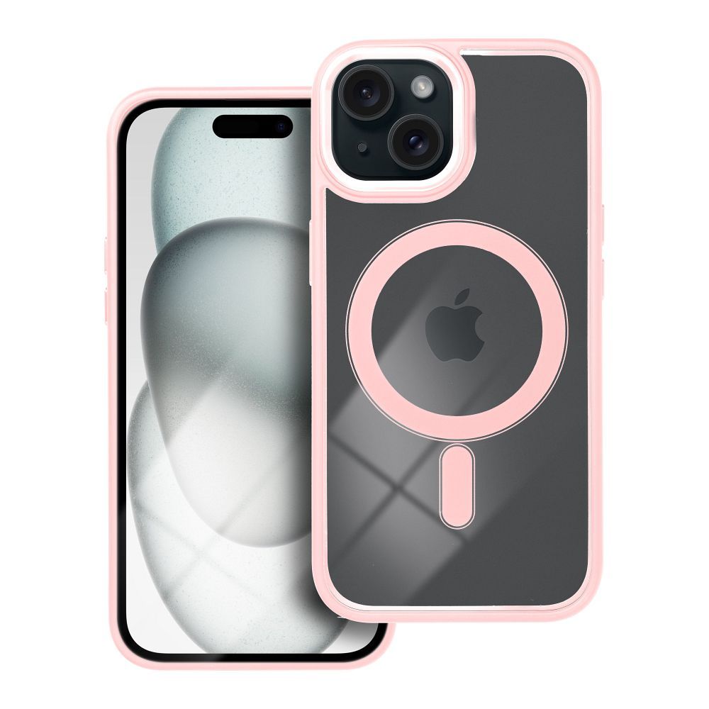 Suojakuori iPhone 15:lle Color Edge Mag Cover yhteensopiva MagSafe vaaleanpunainen