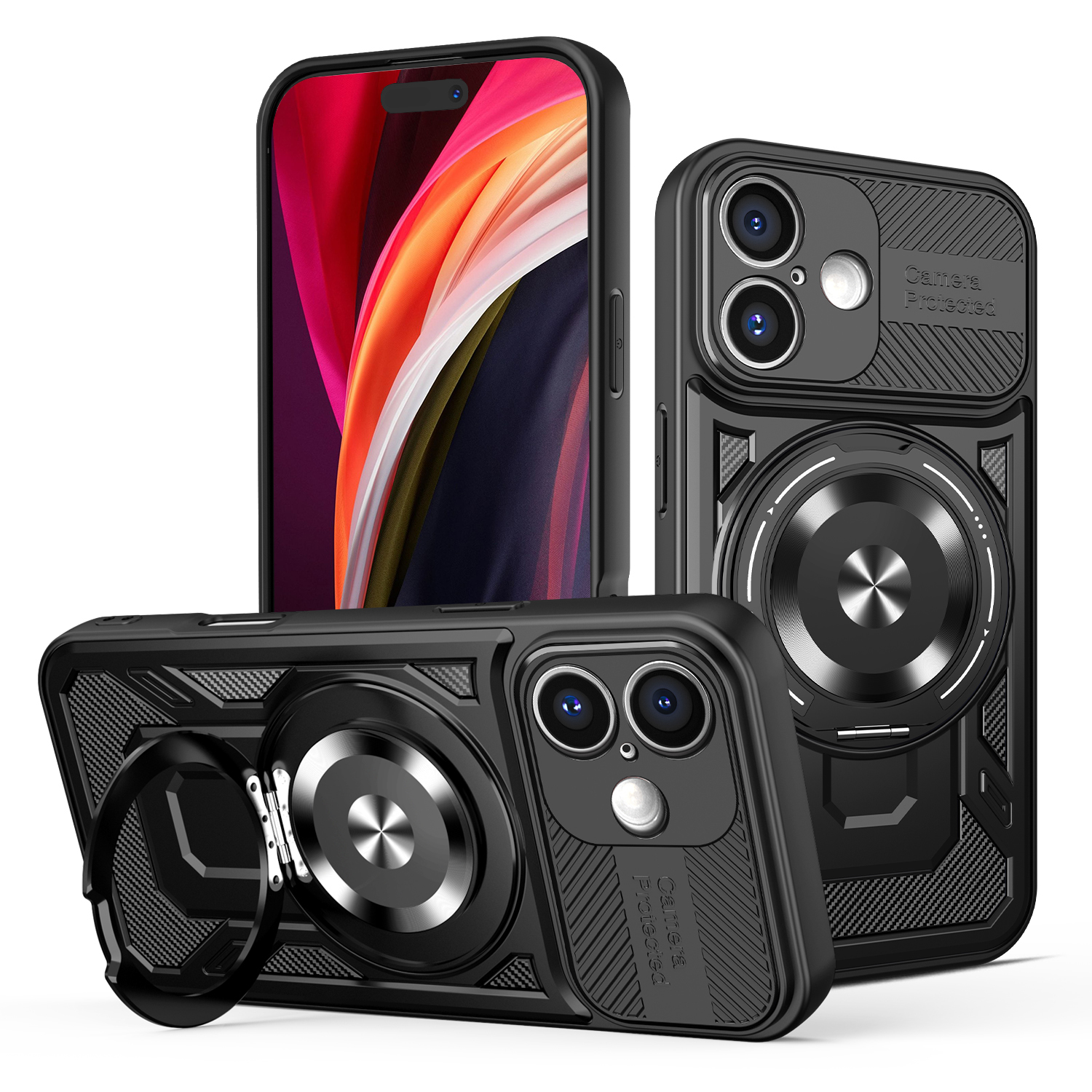Defender Armor Mag -kotelo iPhone 16 6,1', musta