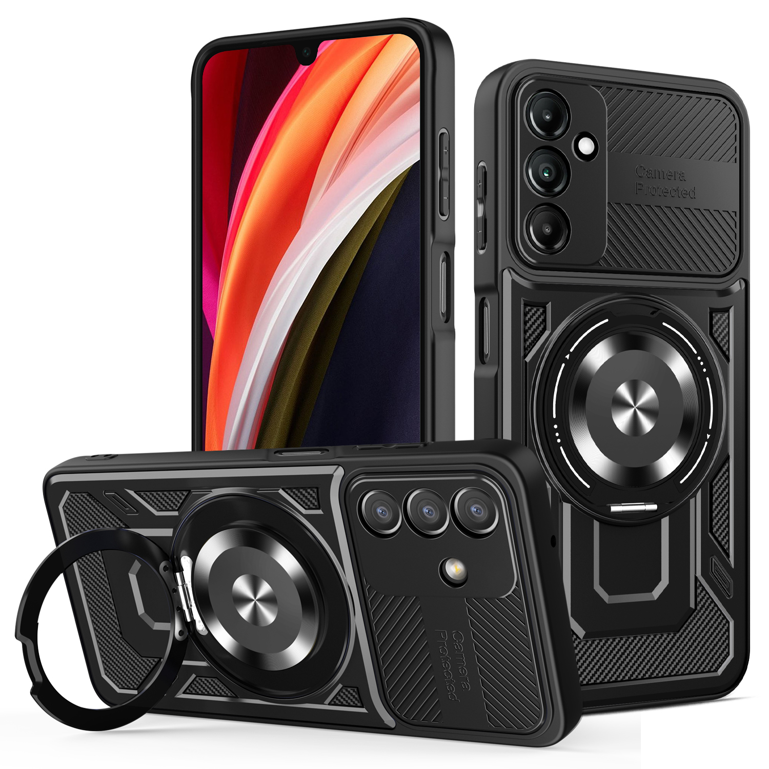 Defender Armor Mag -kotelo Samsung Galaxy A16 4G / A16 5G, musta