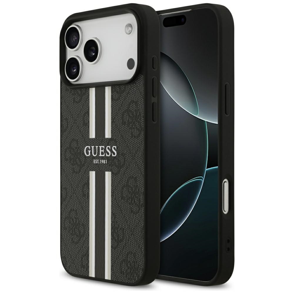 Guess 4G Printed Stripes MagSafe suojakuori iPhone 17 Pro Max:lle musta