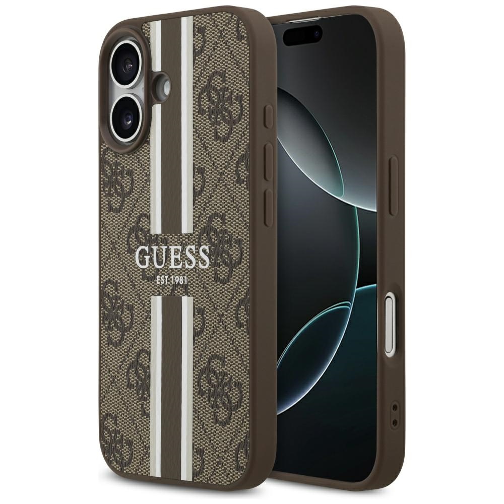 Guess 4G Printed Stripes MagSafe-suojakuori iPhone 17:lle - ruskea