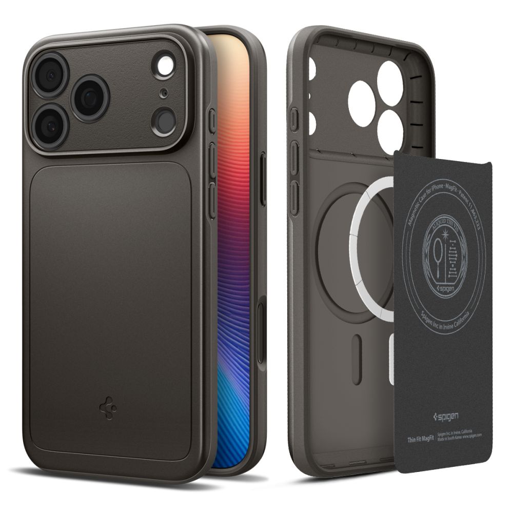 Spigen Thin Fit Mag Magsafe Suojakuori iPhone 17 Pro:lle Gunmetal