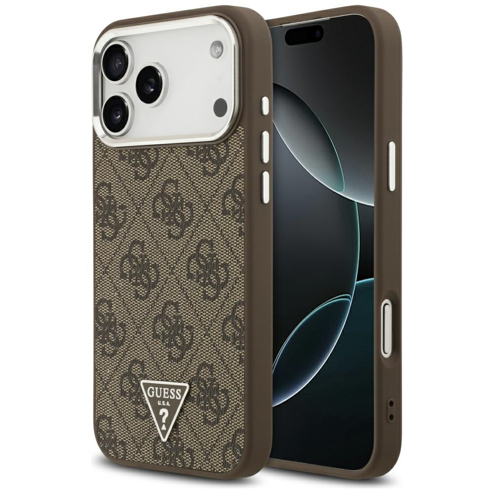Guess MagSafe-yhteensopiva Suojakuori iPhone 17 Pro Max:lle GUHMP17XP4TSRCMW (PU 4G W/Triangle Logo SL) Ruskea