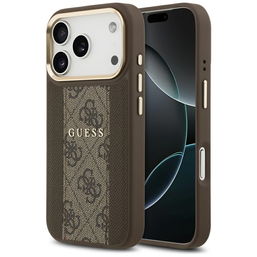 Guess Suojakuori iPhone 17 Pro HC MAGSAFE PU W/ 4G PU STRIPE ruskea