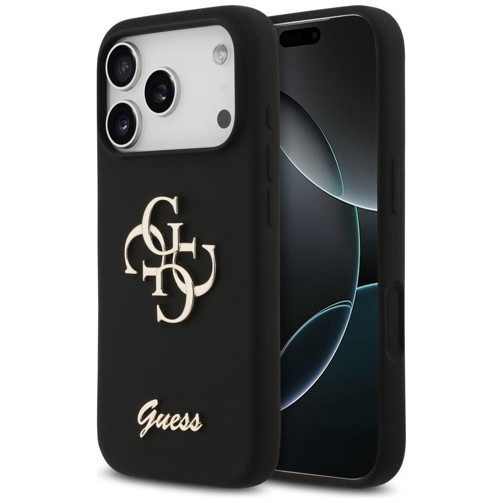 Guess Silikoninen Big 4G Script Suojakuori iPhone 17 Pro:lle - Musta