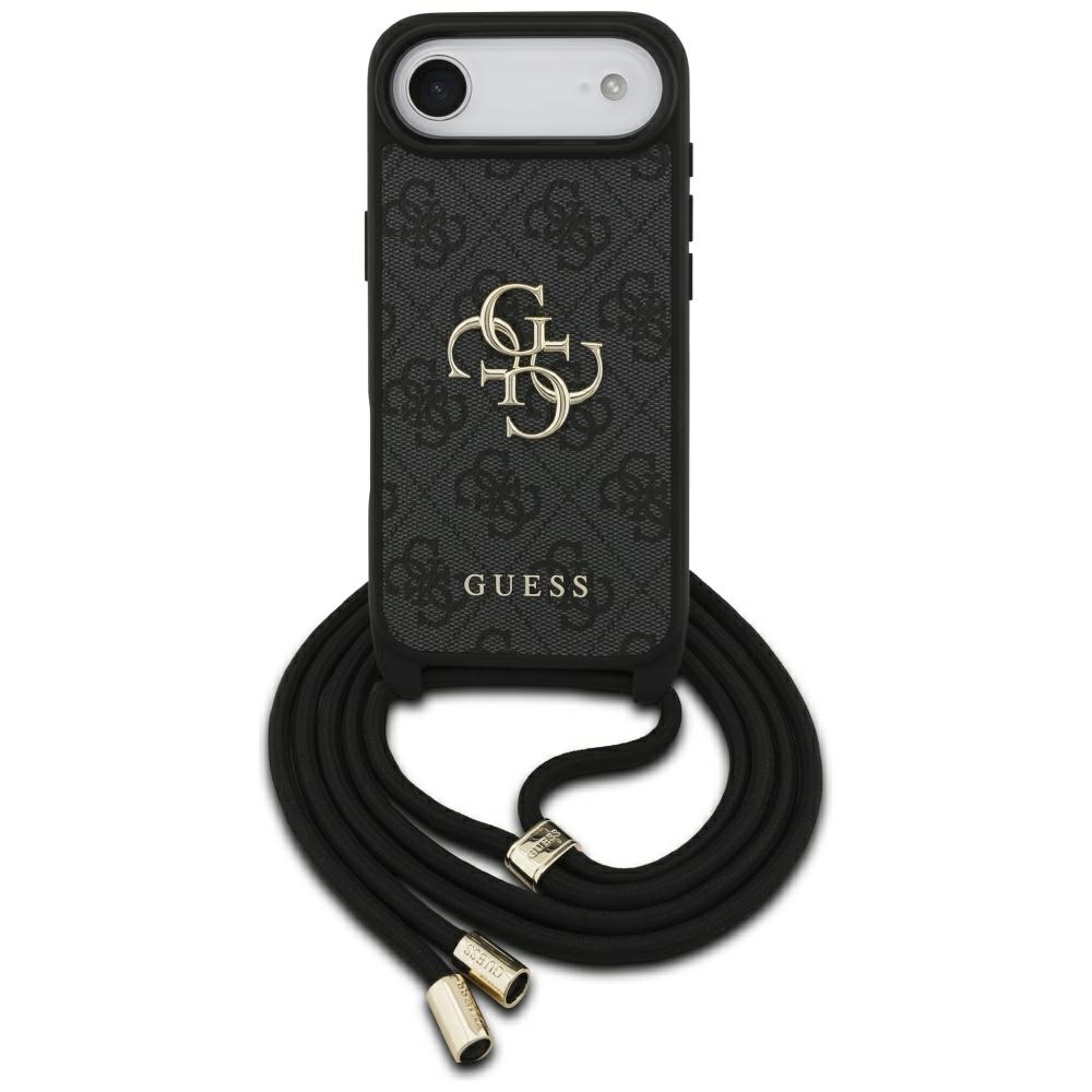 Guess 4G Big Logo Cord Strap Crossbody Suojakuori iPhone Air:lle - Musta