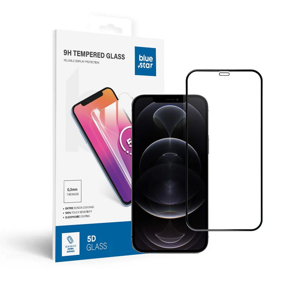 Suojalasi Blue Star - APP IPHONE 12 Pro Max 5D koko peite musta