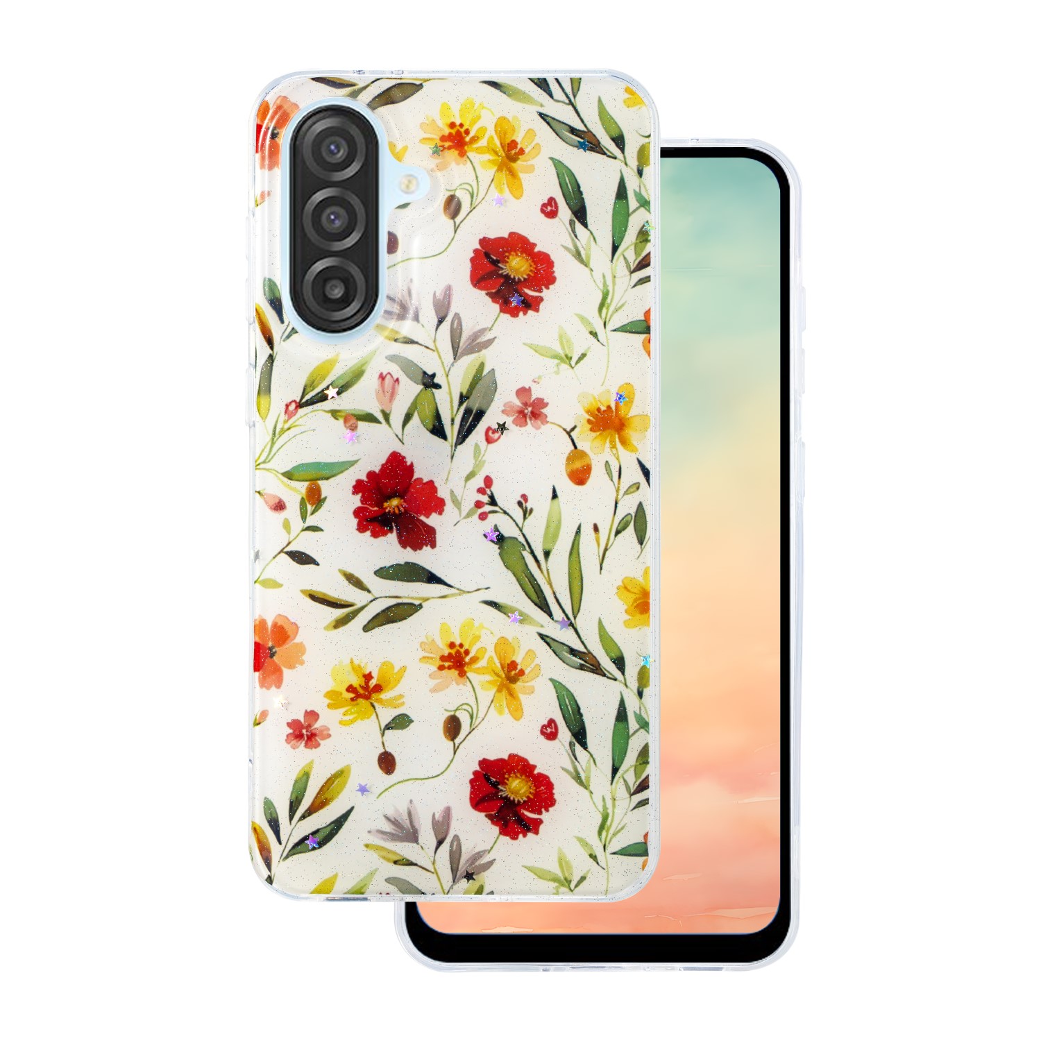 Glow Glam -suojakuori Samsung Galaxy A17 5G valkoinen