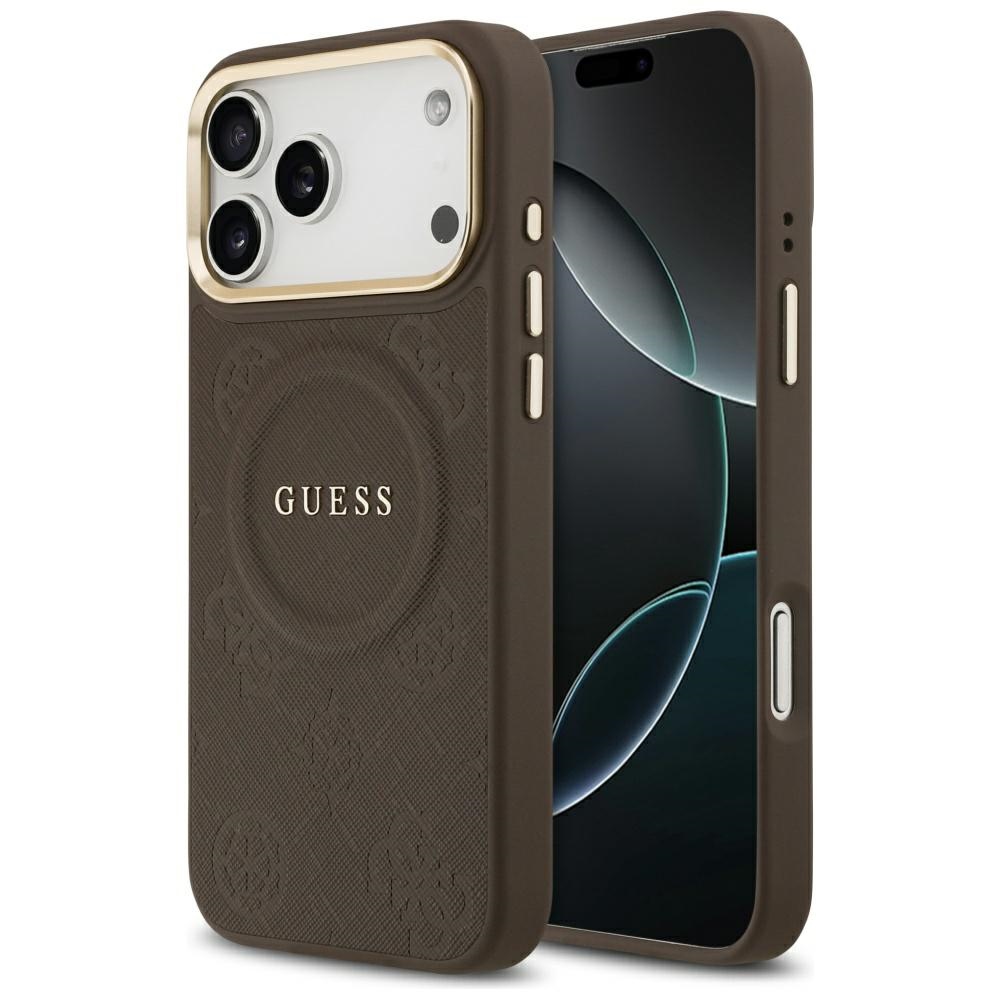 Guess Peony Hot Stamp MagSafe suojakuori iPhone 17 Pro Max - ruskea