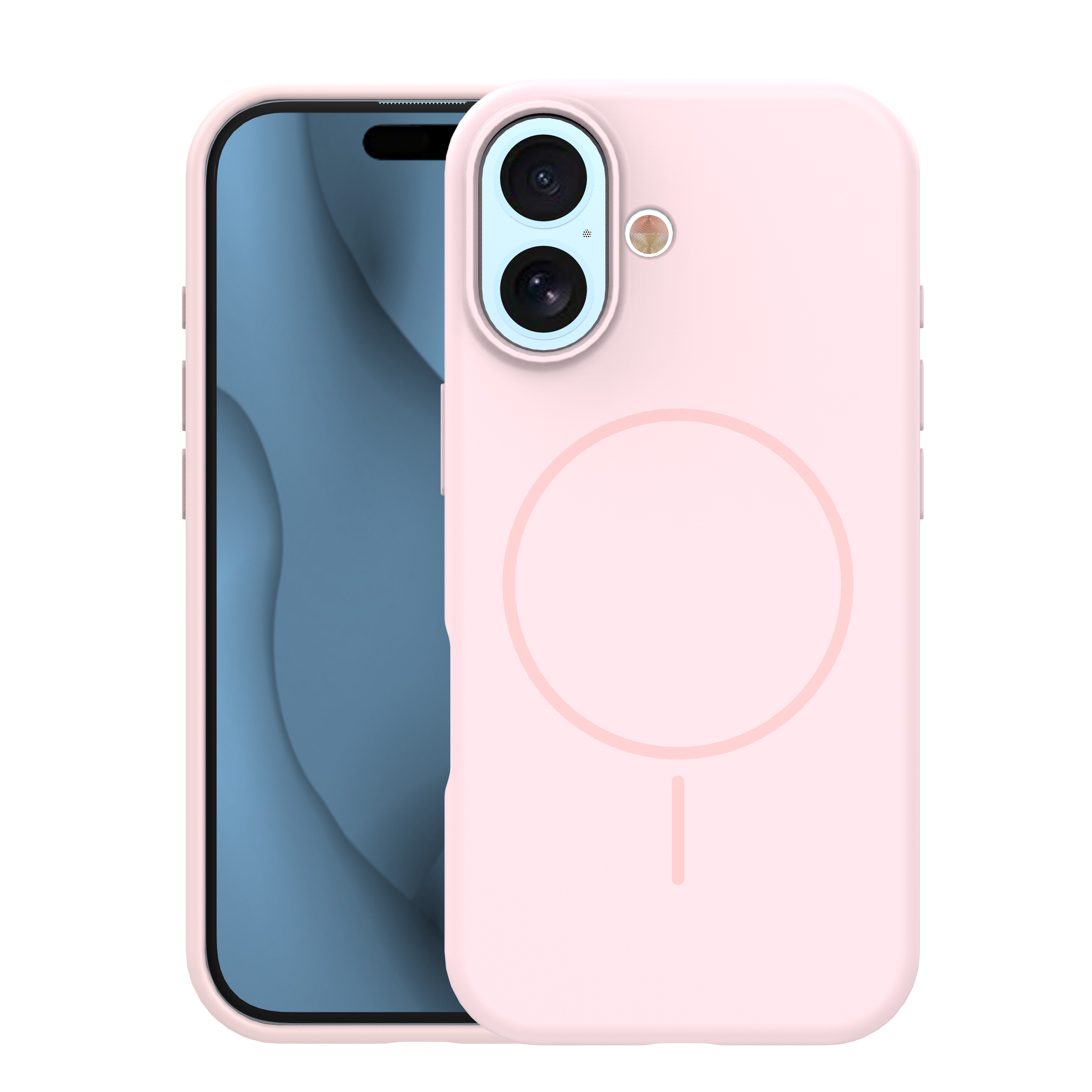 Silikoninen Thin Mag -suojakuori iPhone 17 6,3":lle vaaleanpunainen