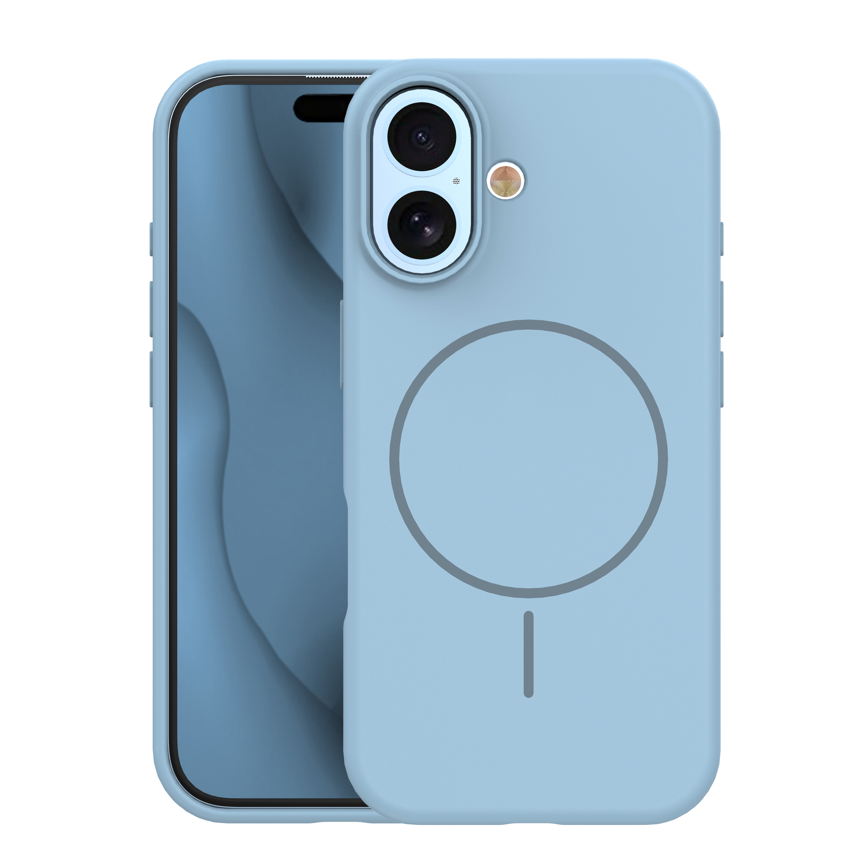 Silikoninen ohut magneettinen suojakuori iPhone 17 6,3 vaaleansininen