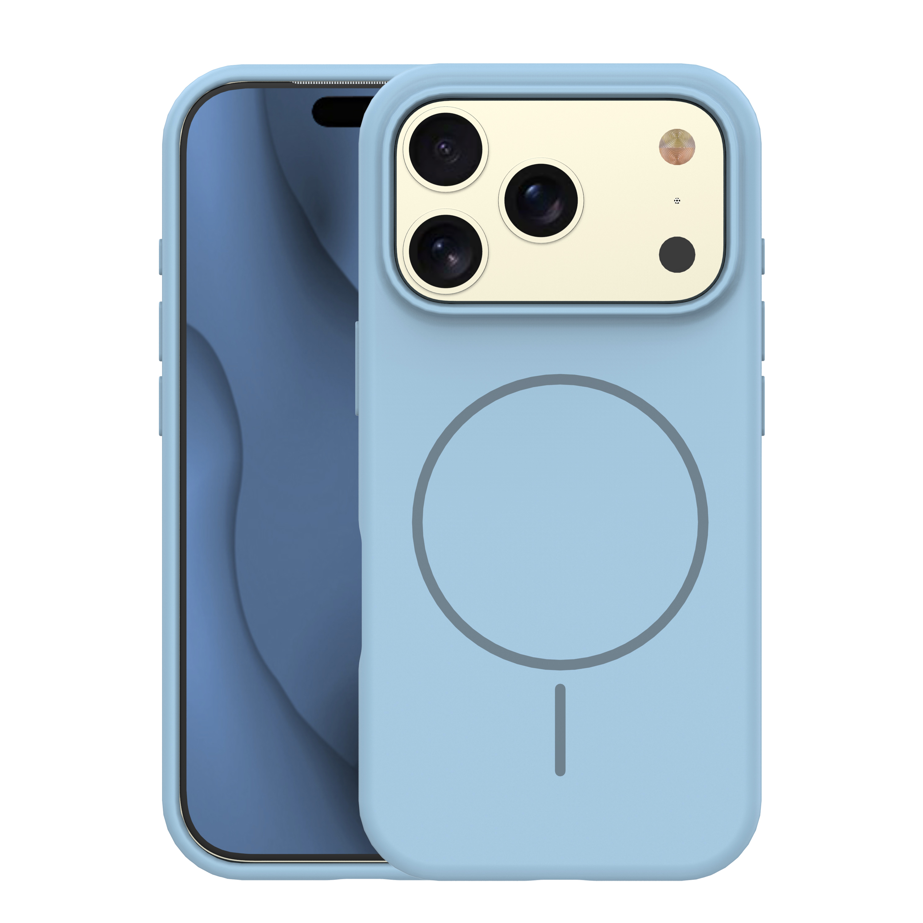 Silikoninen Thin Mag -suojakuori iPhone 17 Pro 6,3":lle vaaleansininen