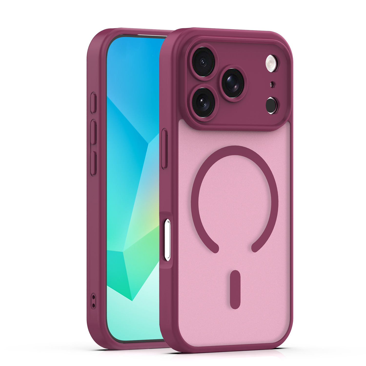 Mag Matt Suojakuori iPhone 17 Pro Max 6,9:lle tummanpunainen kamerasuoja