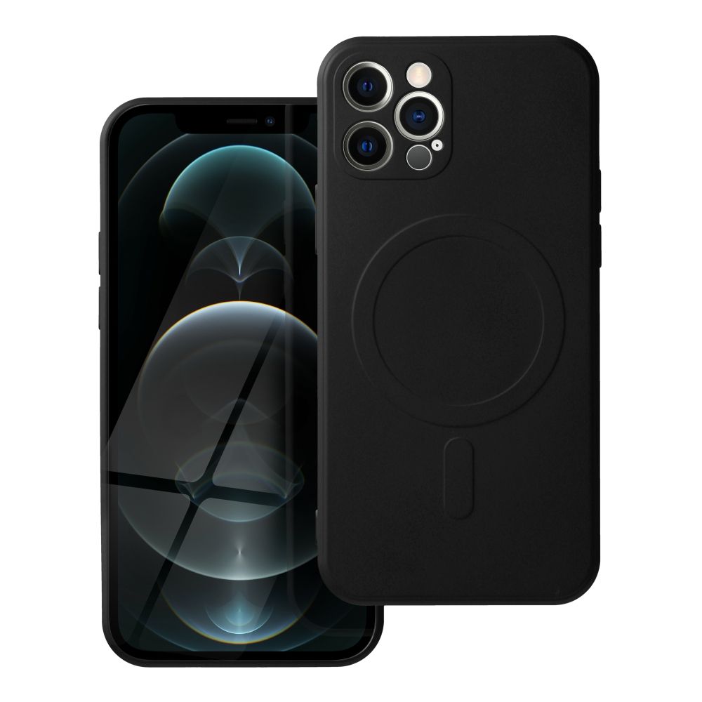 Silikoninen Mag Cover iPhone 12 PRO:lle yhteensopiva MagSafen kanssa musta