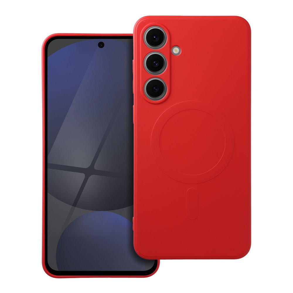 Silikoninen Mag Cover Samsung S24 FE:lle yhteensopiva MagSafen kanssa punainen