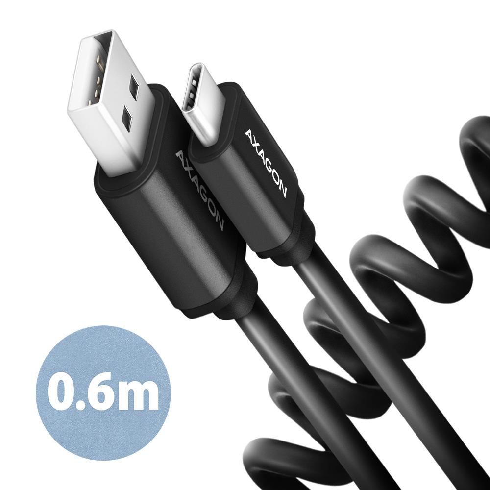 USB-C – USB 2.0 -kaapeli 0,6 m / Twister musta BUCM-AM10TB AXAGON
