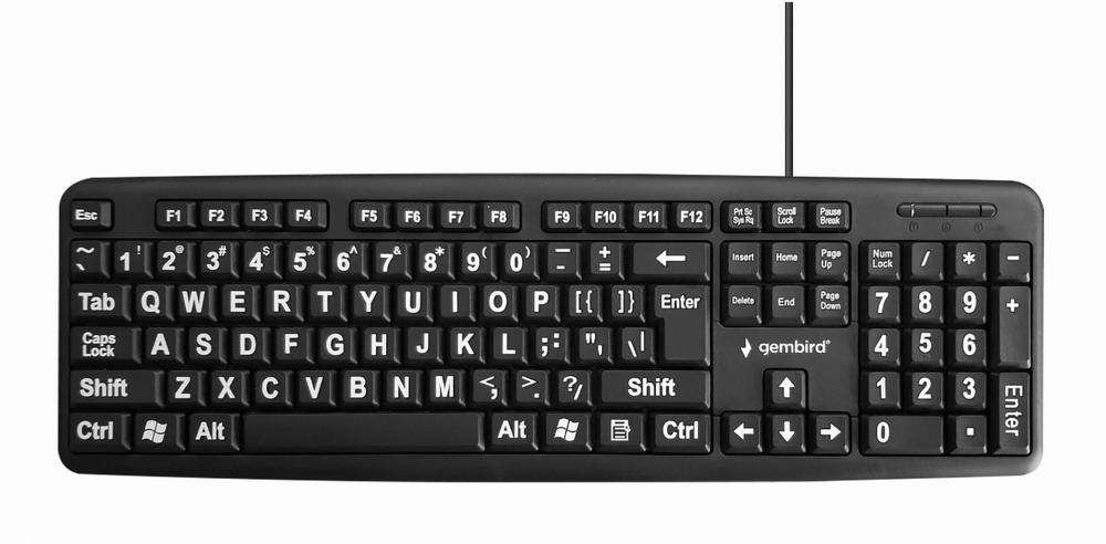 GEMBIRD KB-US-103 vakio USB-näppäimistö ENG isot kirjaimet musta