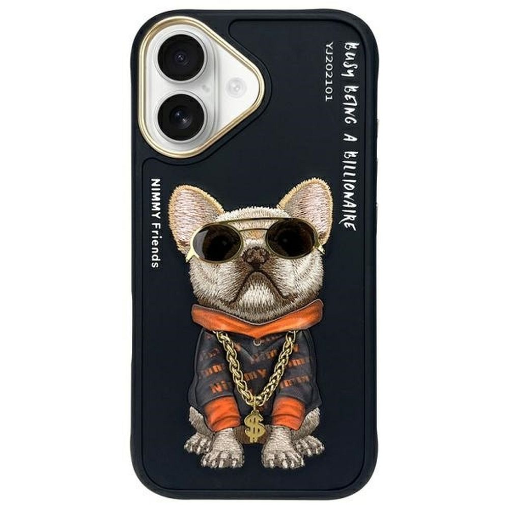 NIMMY Suojakuori GLASSES COOL DOG iPhone 16:lle musta