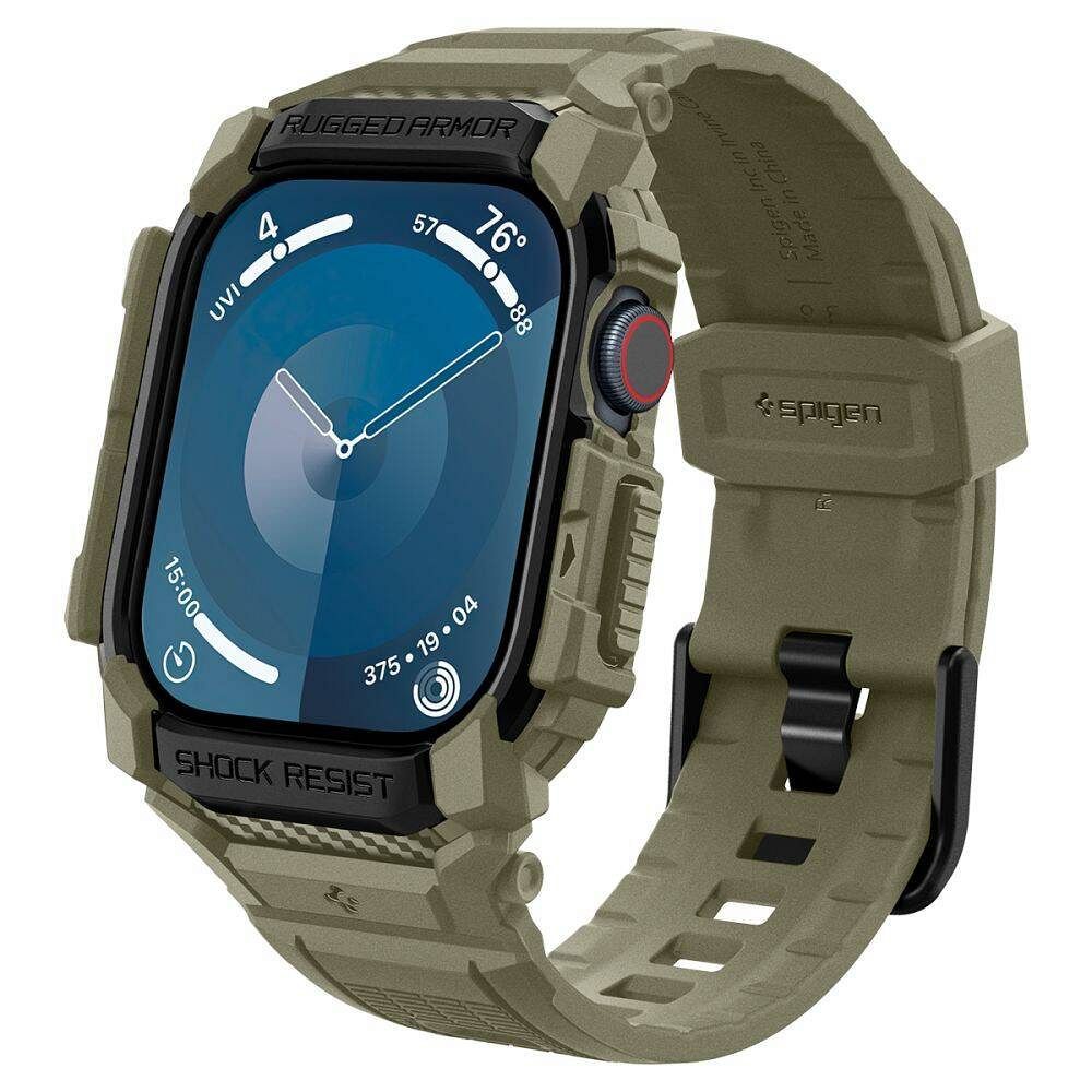 Spigen Rugged Armor Pro Hihna Apple Watch 10:lle (46MM) - vihreä