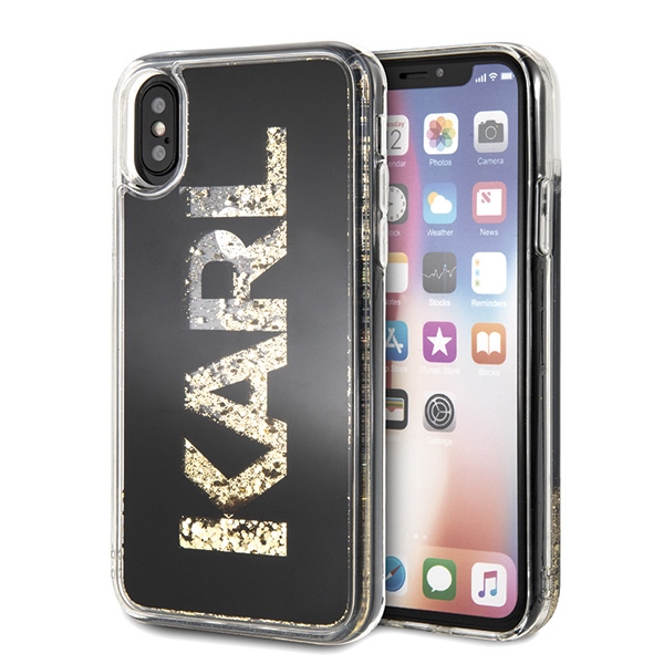 Karl Lagerfeld Karl Logo Glitter iPhone X/Xs kotelo - Musta