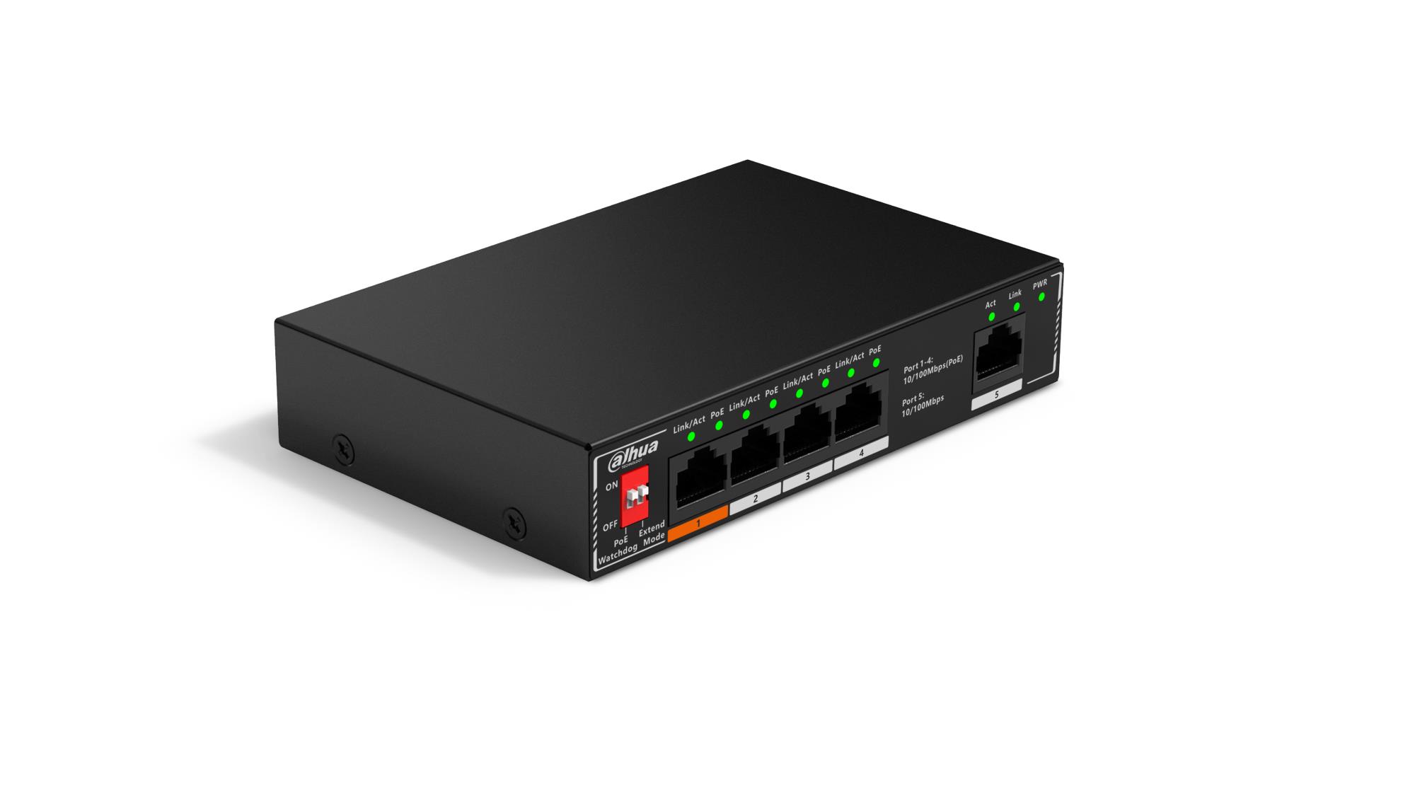 Dahua SF1005P -kytkin, 4 PoE-porttia, 60 W