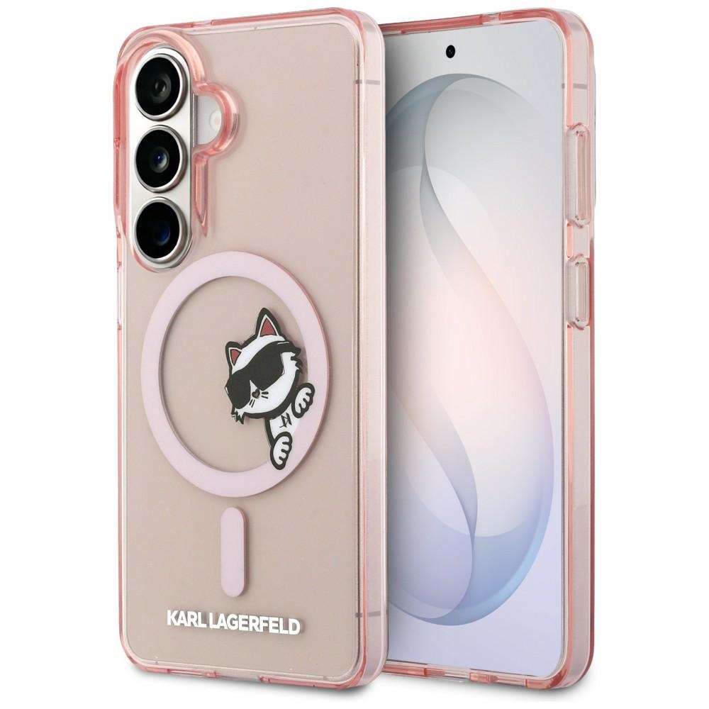 Karl Lagerfeld suojakuori IML Peekaboo Choupette MagSafe Samsung Galaxy S26:lle pinkki