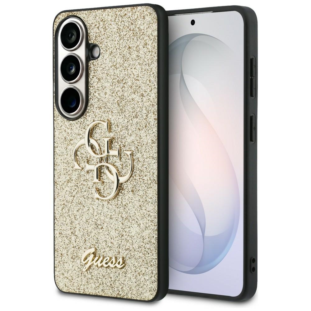 Guess Fixed Glitter Big 4G Metal Logo -suojakuori Samsung Galaxy S26:lle kultainen