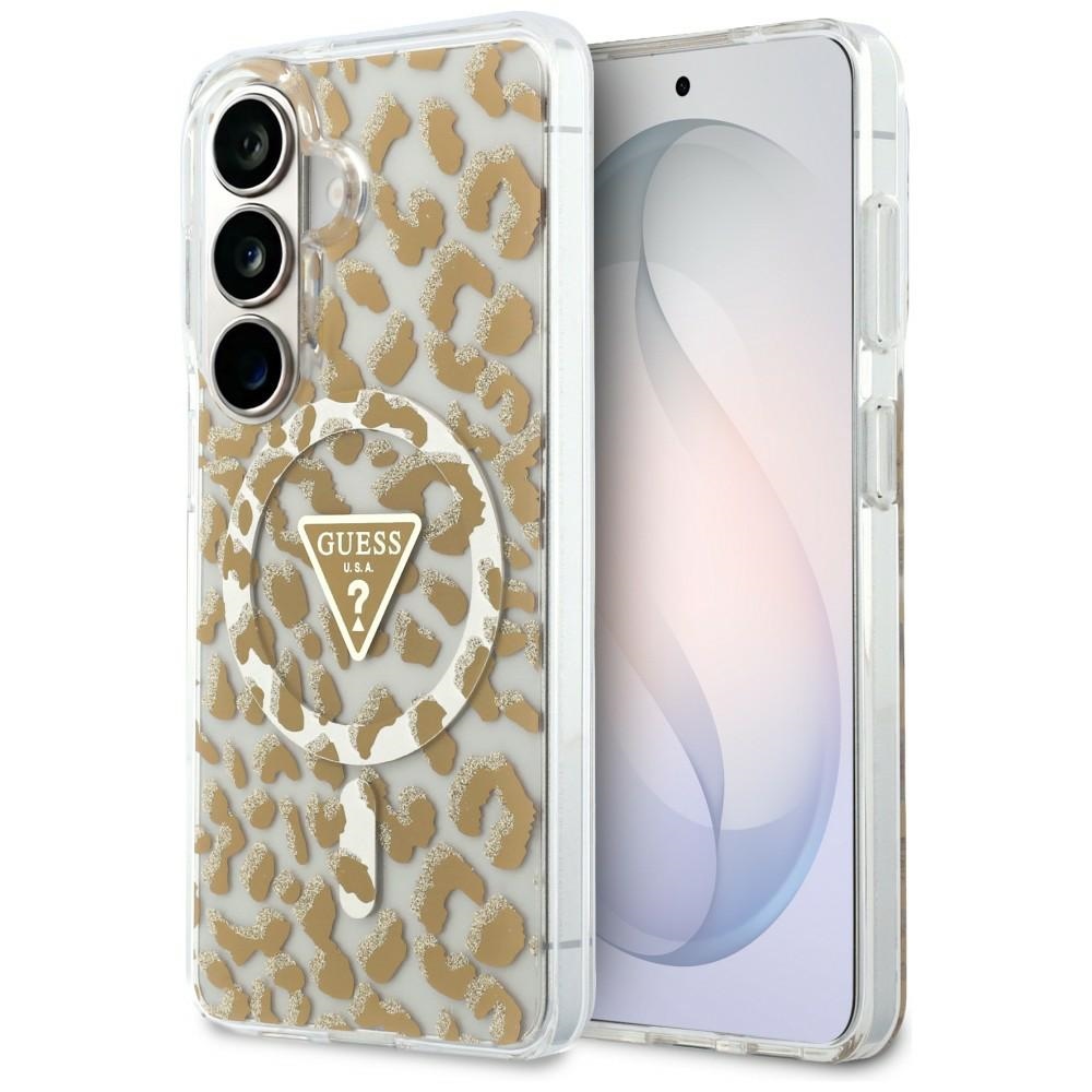 Guess Suojakuori IML Leopard Print Triangle MagSafe Samsung Galaxy S26 -puhelimelle ruskea