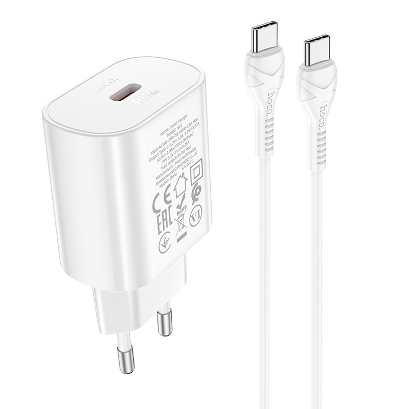 Charger Hoco N22 25W USB-C + USB-C to USB-C cable 1.0m white