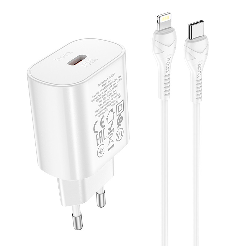 Charger Hoco N22 25W USB-C + USB-C to Lightning cable 1.0m white