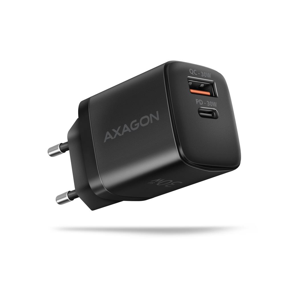 USB-seinälaturi 30 W, 2 porttia, musta, ACU-PQ30 AXAGON