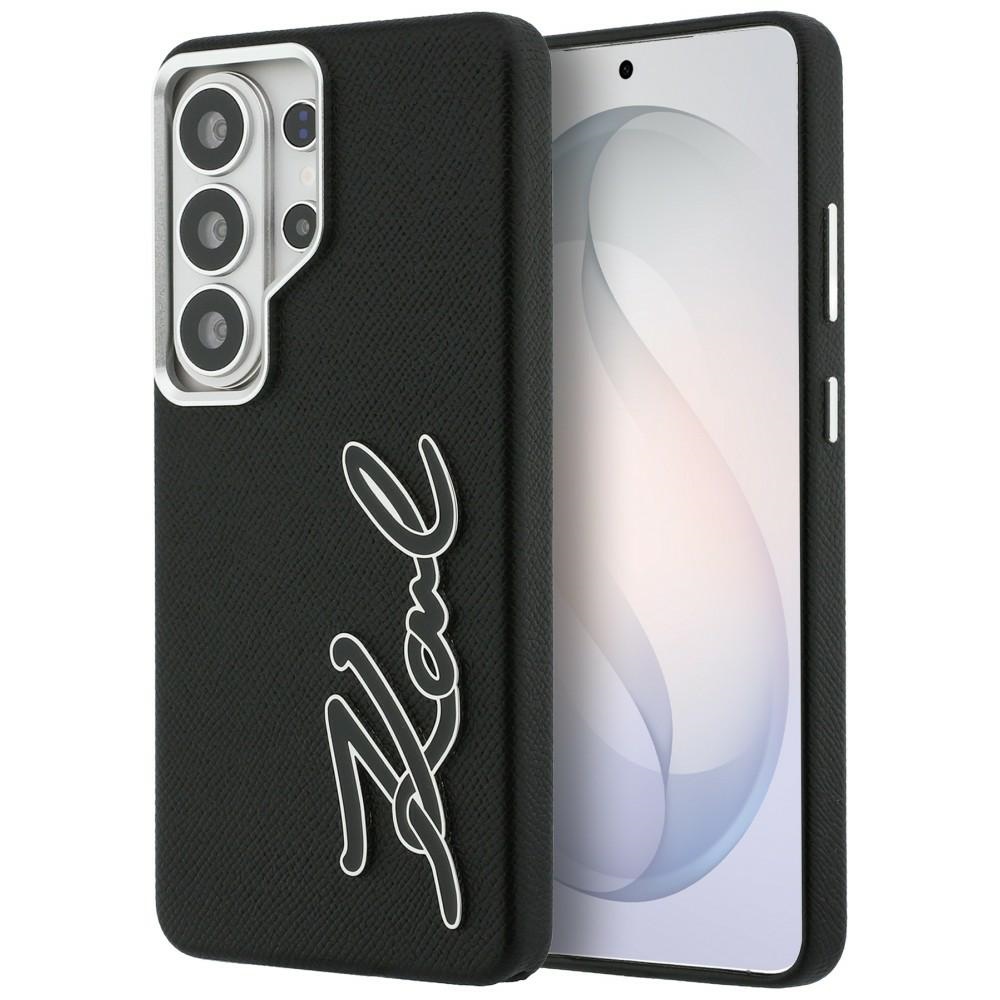 Karl Lagerfeld Suojakuori Grained Signature Metal Resin Logo Samsung Galaxy S26 Ultra:lle musta