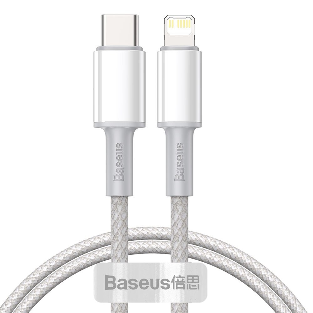 Baseus High Density Braided USB-C - Lightning kaapeli PD 20W 1 m (valkoinen) CATLGD-02