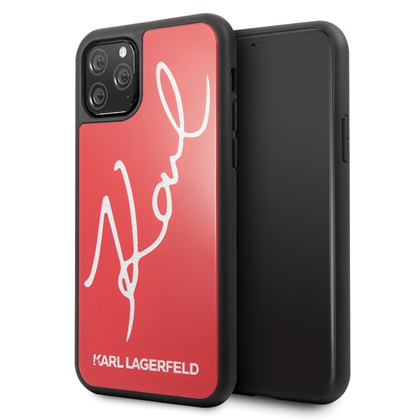 Karl Lagerfeld Signature Glitter Case iPhone 11 Pro Maxille - punainen